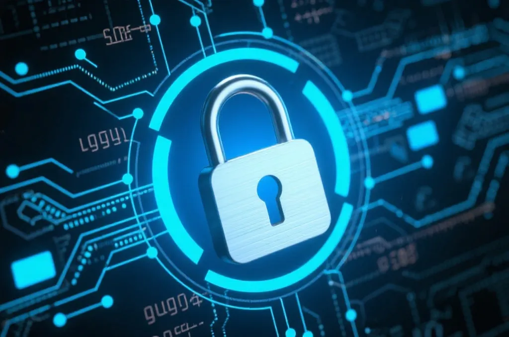 信息保护与安全支付的象征性图像，带有锁和网络背景